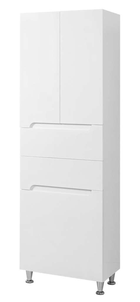 Пенал-шафа підлоговий 50 см для ванної кімнати Simple з шухлядами та корзиною, білий