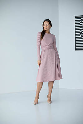 Красиве трикотажне плаття "420", пудра, розміри 48,50,52