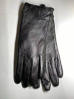 Перчатки женские из натуральной лайковой кожи чёрные на шерстяной подкладке