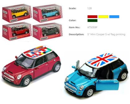 Дитяча колекційна машинка Kinsmart MINI COOPER S 2002 KT5059FW машина метал інерційна відчиняються двері іграшка