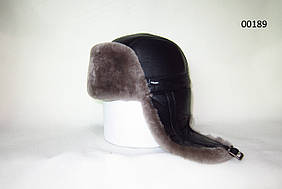 Чоловіча шапка вушанка з натуральної шкіри та хутра овчини DAVANI 00189