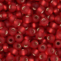 33139/97070/10matt Насыщенный красный матовый с серебряной серединкой чешский бисер Preciosa 1грамм
