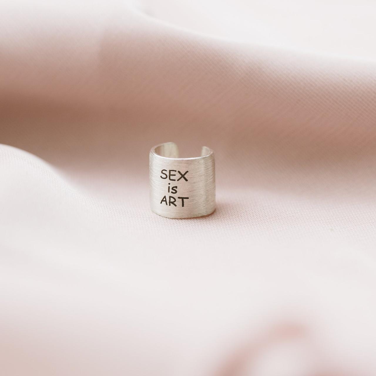 Срібна сережок-кафа Sex is art (матова) 122703s Онікс, фото 1