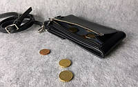 Женская сумка клатч кошелек через плечо Grande Pelle Сlutch глянцевая кожа черный 706610