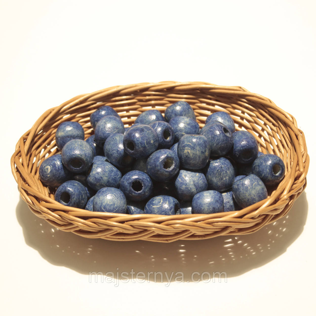 Дерев'яні намистини 20мм, дірка 7мм (50шт в упаковці) джинсового кольору