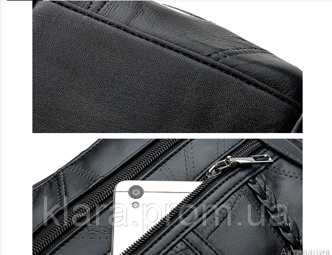 Классическая женская сумка черного цвета через плече из эко-кожи - фото 5 - id-p1579435265