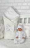 Конверт - ковдра з мереживним куточком демісезонний для виписки з пологового будинку Казка 85х85 см Lari Білий, фото 2