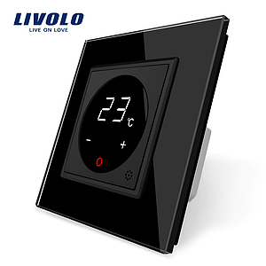 Терморегулятор сенсорний Livolo для водяних систем опалення підлоги колір чорний (VL-C701TM-12)