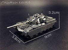 Металевий конструктор Танк Chieftain MK50 1:100. Металева збірна 3D модель танка. 3D пазл Танк Chieftain MK50, фото 3