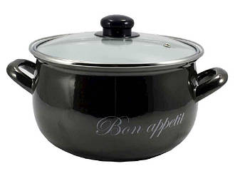 Каструля глибока нержавіюча сталь емаль 5,1л d=22 Bon appetit чорний (Т)2234A 00079447 ТМ INTEROS BP