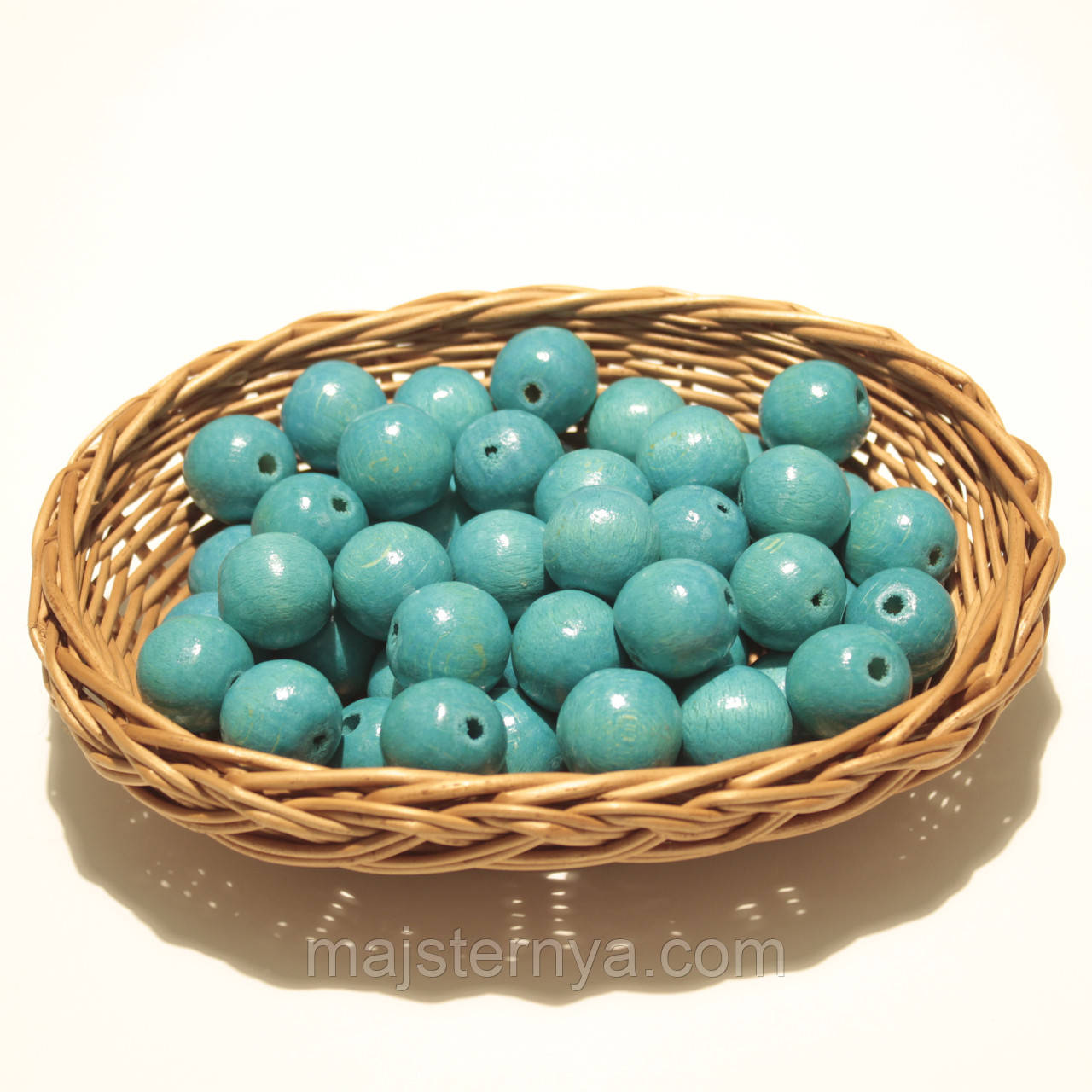 Дерев'яні намистини 20мм (50шт в упаковці) бірюзового кольору
