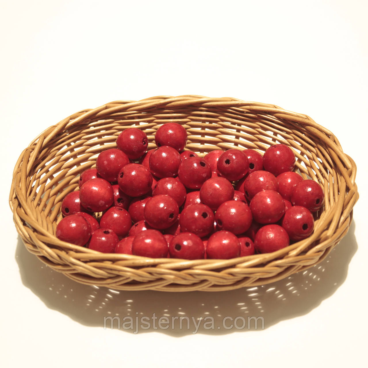 Бусини дерев'яні 18мм (дерев'яні намистини 50шт в уп) червоні