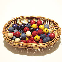 Бусини дерев'яні 18мм (дерев'яні намистини 50шт в уп) різнокольорові