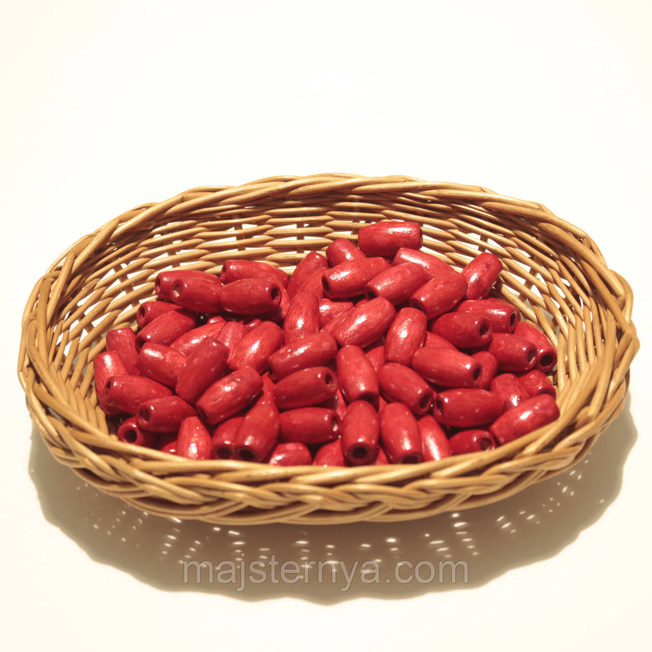 Бусини дерев'яні 20*11мм бочечки (дерев'яні намистини 100шт в уп) червоні