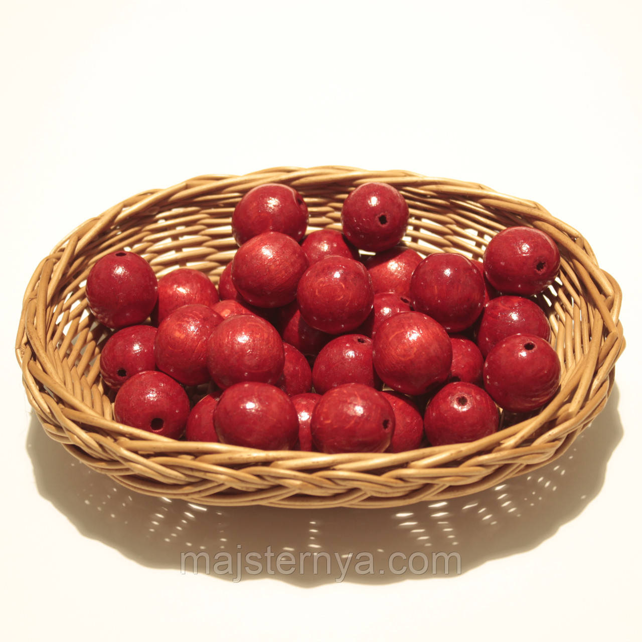 Бусини дерев'яні 23мм (30шт в уп) червоні