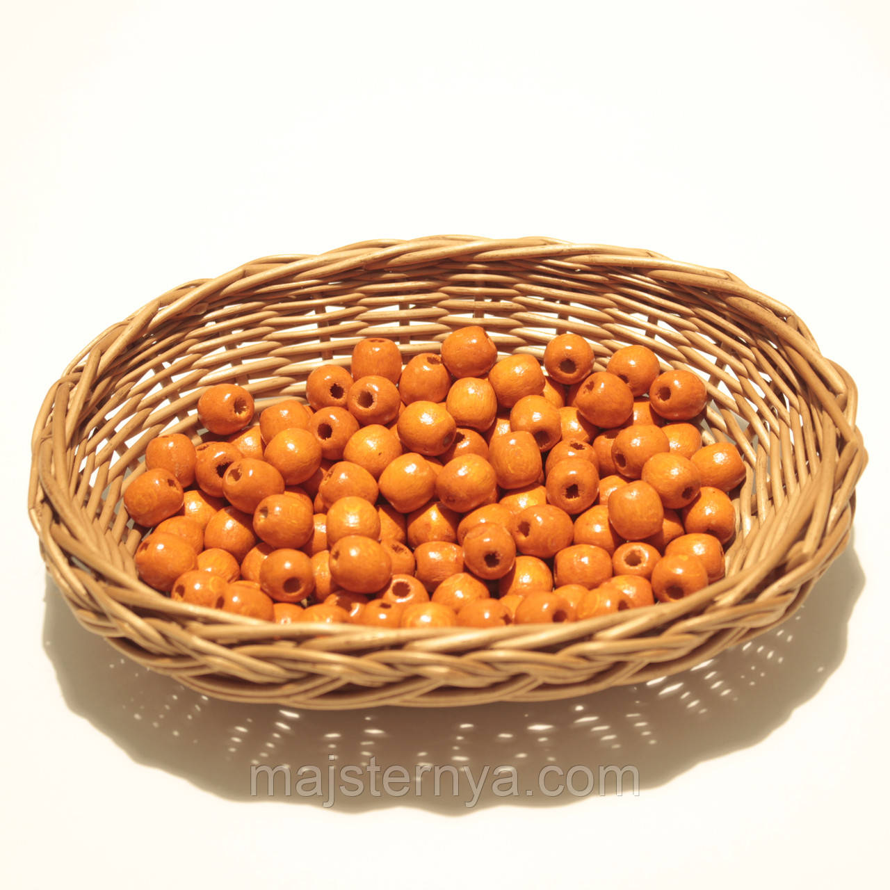 Дерев'яні намистини 12мм (100шт в упаковці) помаранчевого кольору
