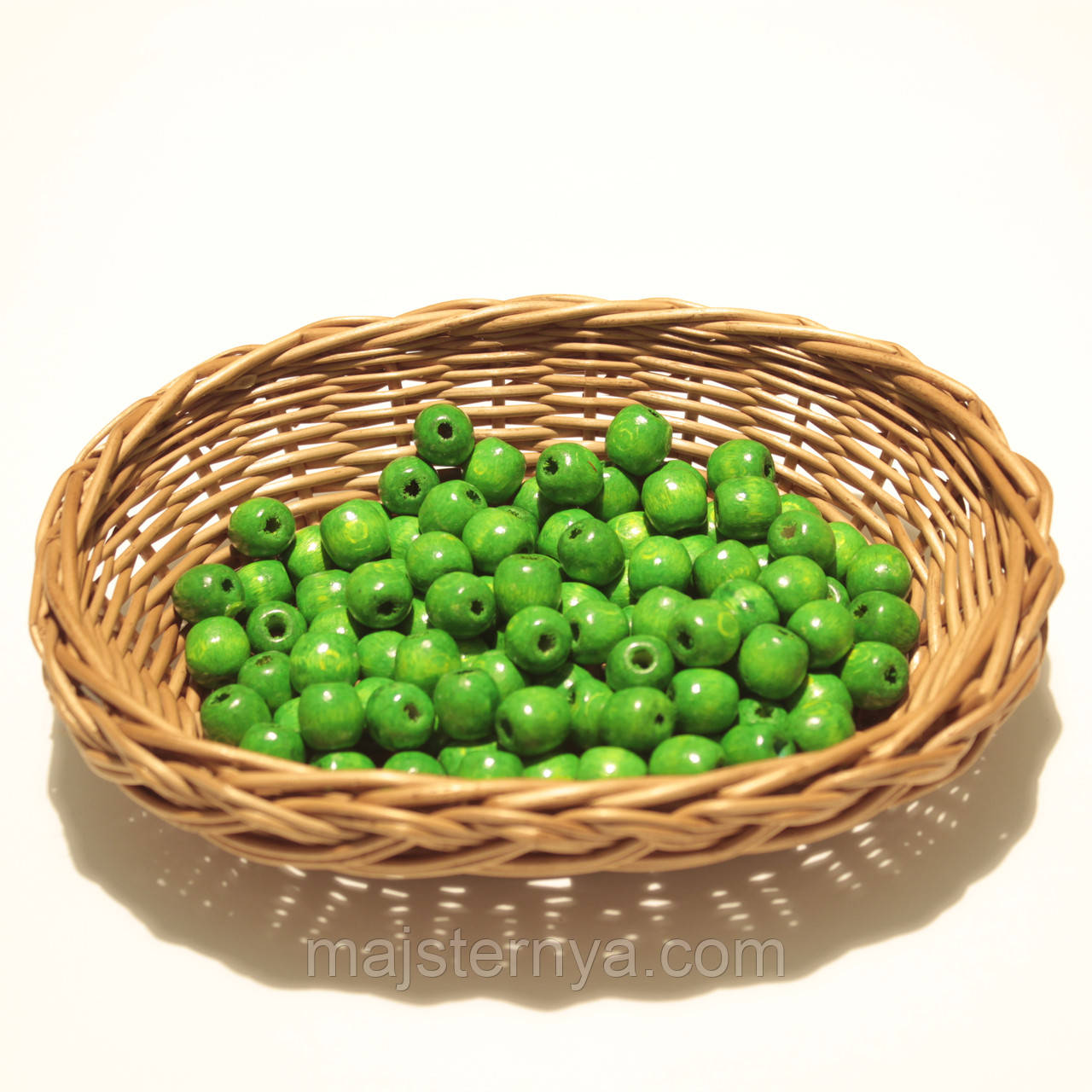 Дерев'яні намистини 12мм (100шт в упаковці) зеленого кольору