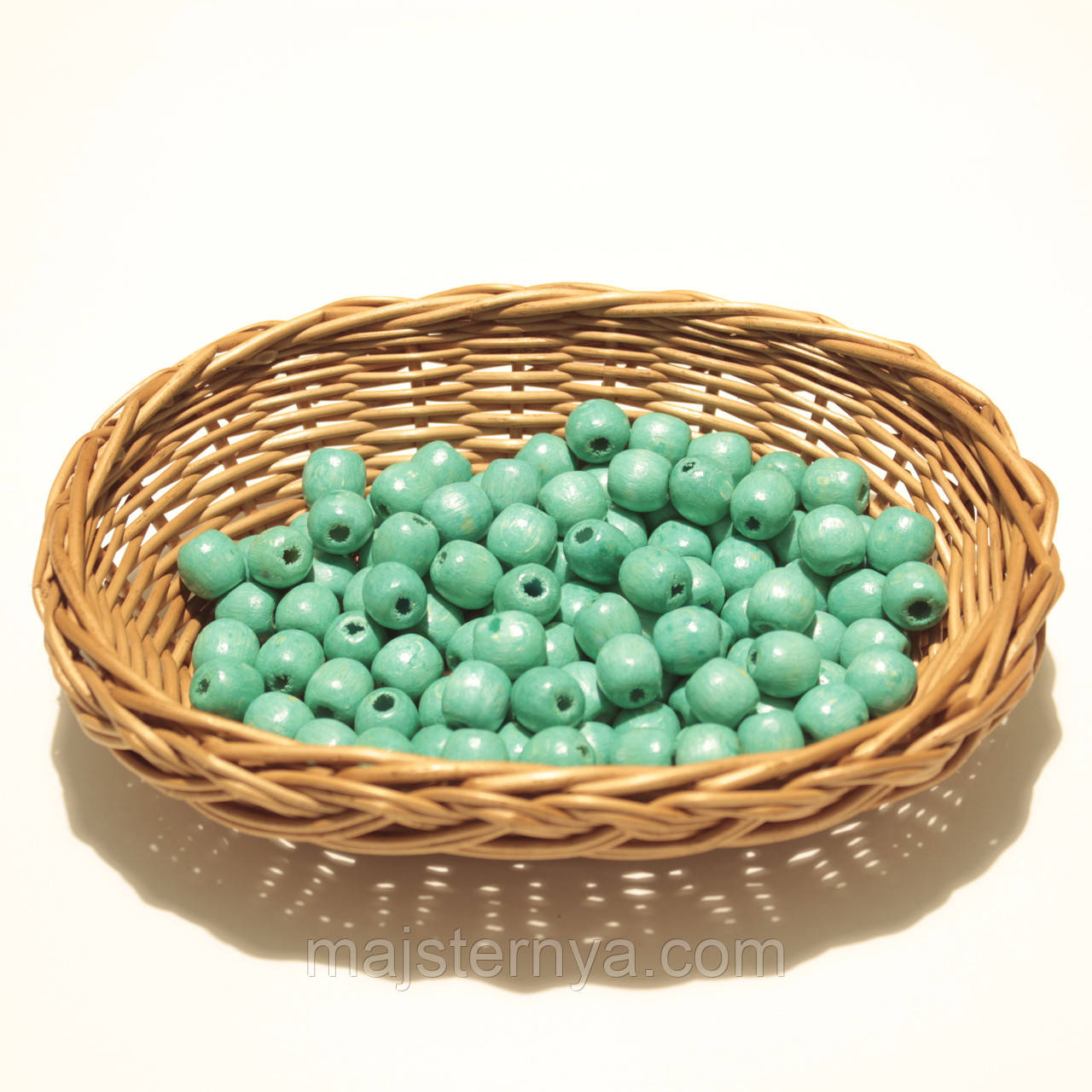 Дерев'яні намистини 12мм (100шт в упаковці) бірюзового кольору