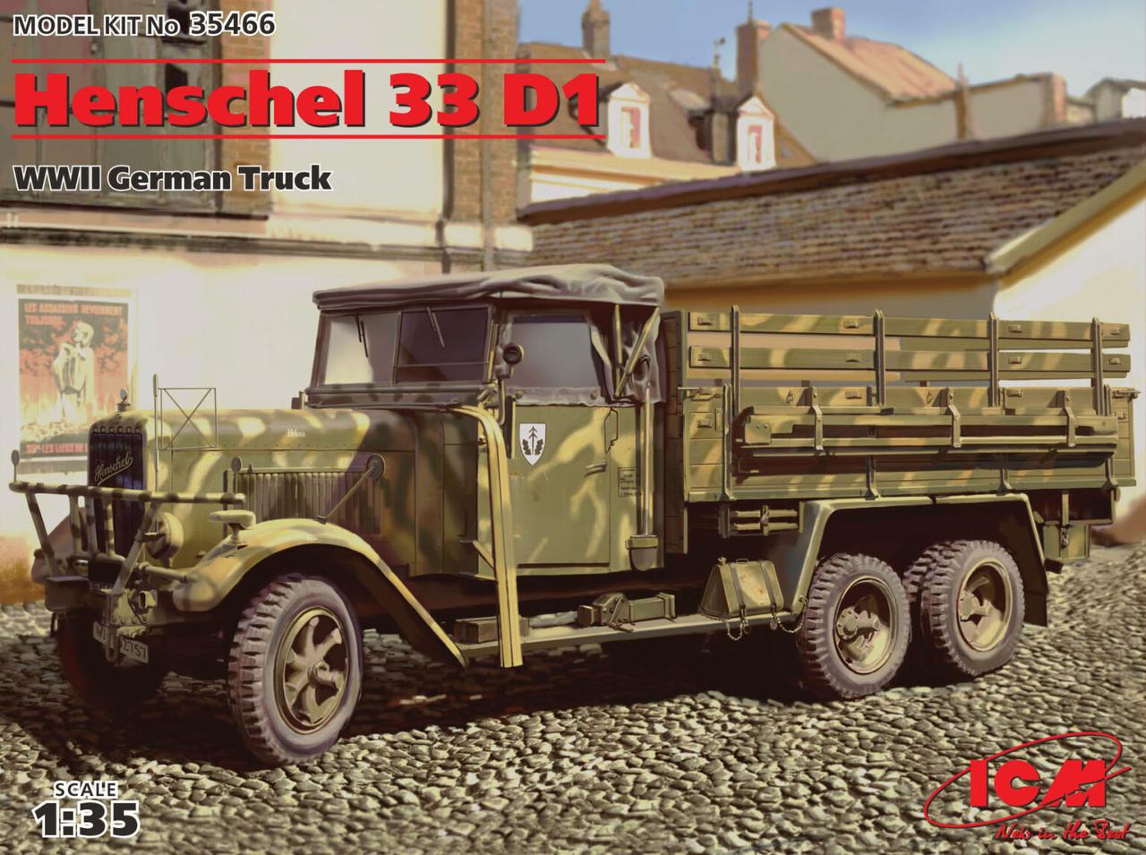 Пластикова модель 1/35 ICM 35466 німецький вантажний автомобіль Henschel Hs 33 D1, фото 1