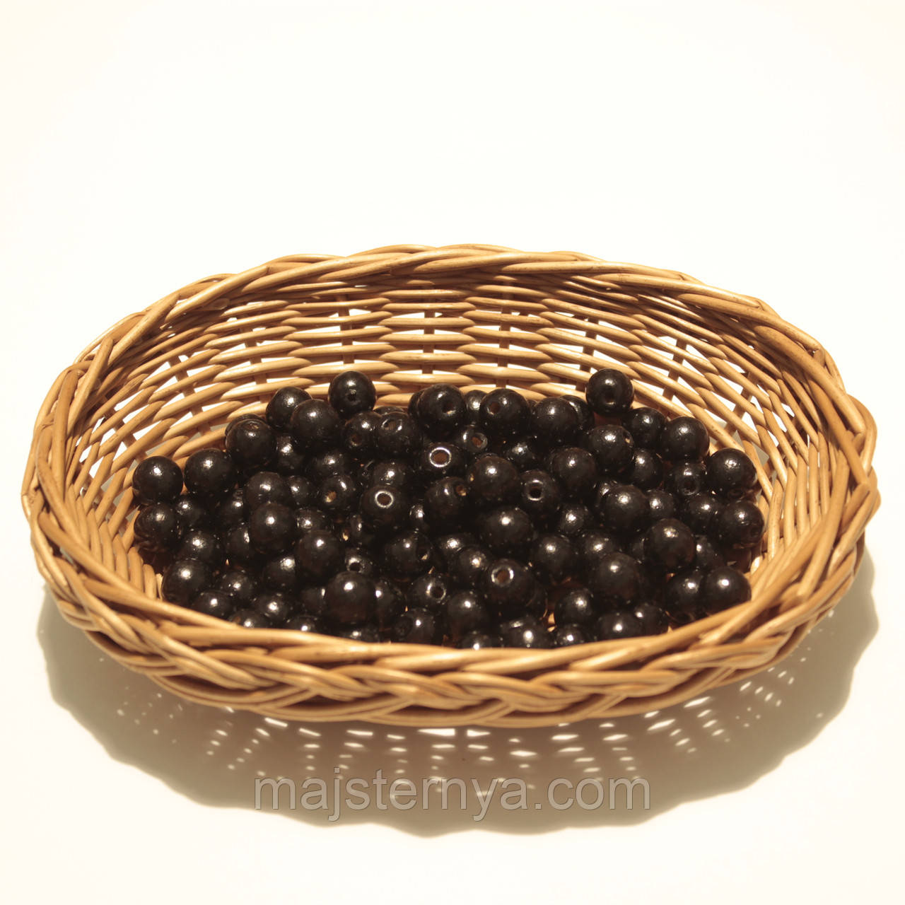 Намистини дерев'яні 11мм (100шт в уп) чорного кольору