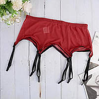 Высокий женский пояс для чулок красного цвета