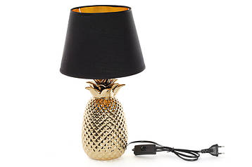 Лампа настільна Ананас з керамічним підставою і тканинним абажуром з золотим покриттям всередині