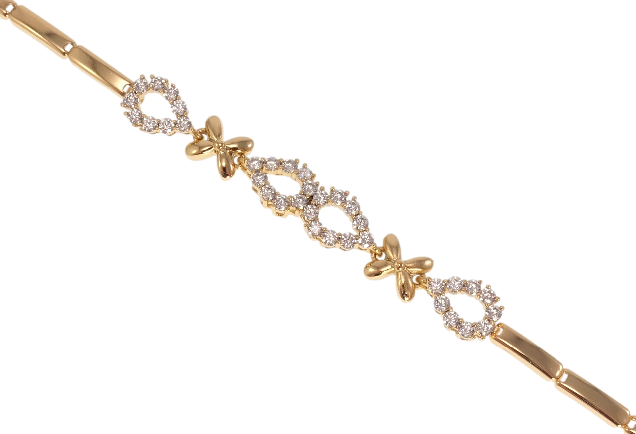 Браслет Xuping Позолота 18K "Квіточки та крапельки з цирконієм" довжина 19.5см х 3-7мм