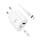 Блок и кабель Lightning Hoco C95A Lineal PD 20W + QC3.0 (евро вилка), фото 2