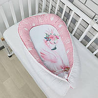 Кокон в детскую кроватку «Фламинго».Кокон для девочки в кроватку