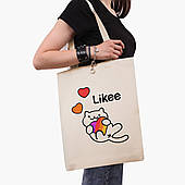 Еко сумка Лайк Котик (Likee Cat) (9227-1039-BG) бежева класік саржа