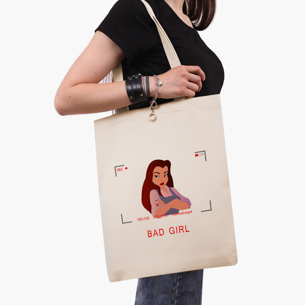 Еко сумка Принцеса Белль Дісней (Disney), шопер з принтом бежевий саржа