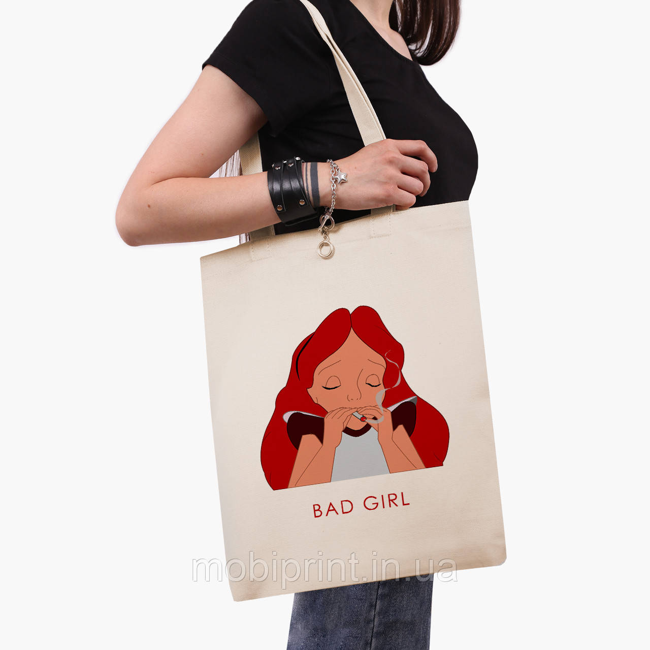 Еко сумка Аліса погана дівчинка Дісней (Alice is a bad girl Disney) (9227-1441-BG) бежева класік саржа