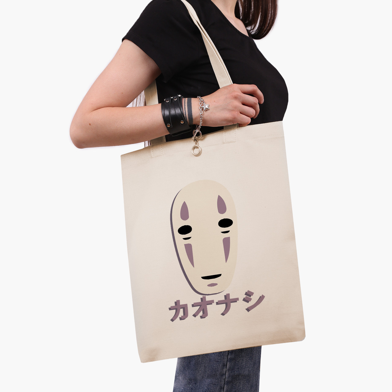 Еко сумка Безликий Бог Каонасі Віднесені примарами Spirited Away, шопер з принтом бежевий саржа