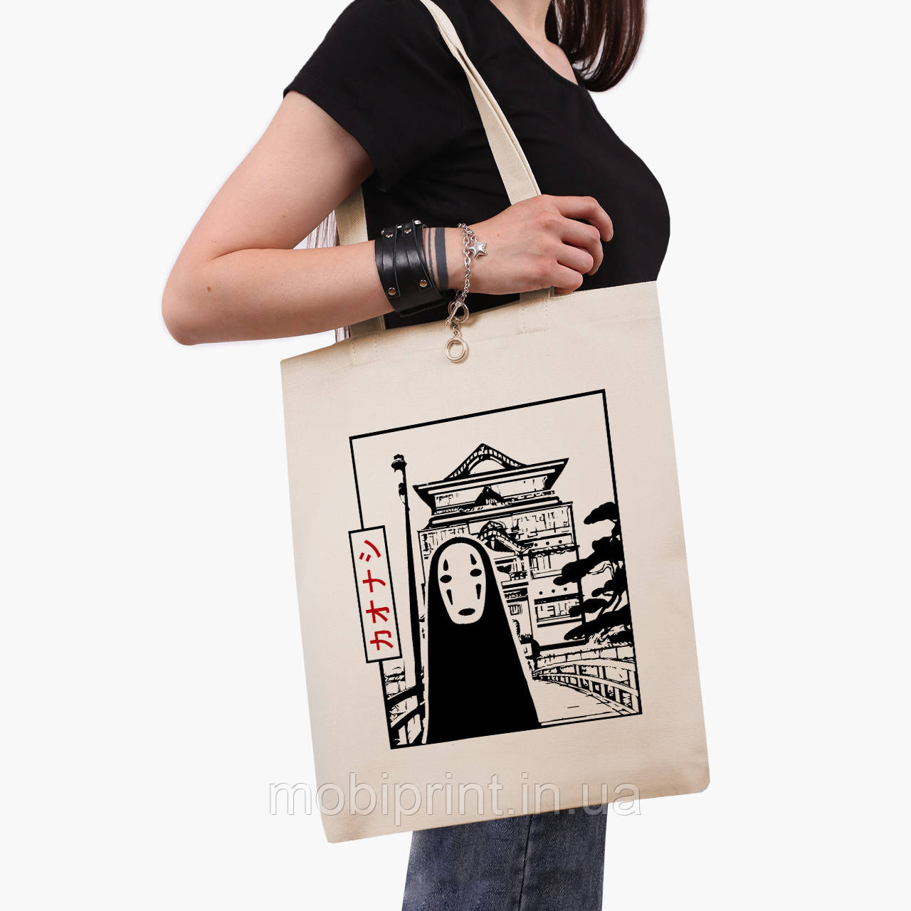 Еко сумка Безликий Бог Каонасі Віднесені примарами Spirited Away (9227-2648-BG) бежева з широким дном