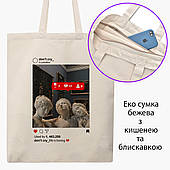 Еко сумка Ренесанс Скульптури в Instagram (Renaissance) бежева на блискавці саржа з принтом