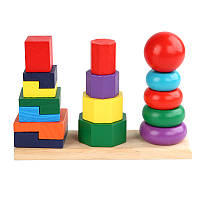 Набор маленьких пирамидок 3324 деревянные 3 пирамиды детская развивающая игрушка для детей