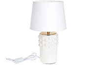 Лампа настольная 42см с керамическим основанием и тканевым абажуром, цвет - белый