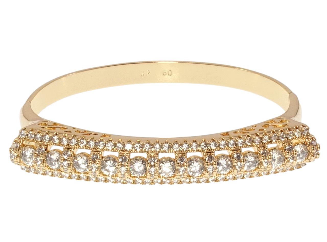 Браслет Xuping Позолота 18K "Висока доріжка цирконію з різьбленим бічним візерунком" ø 6см