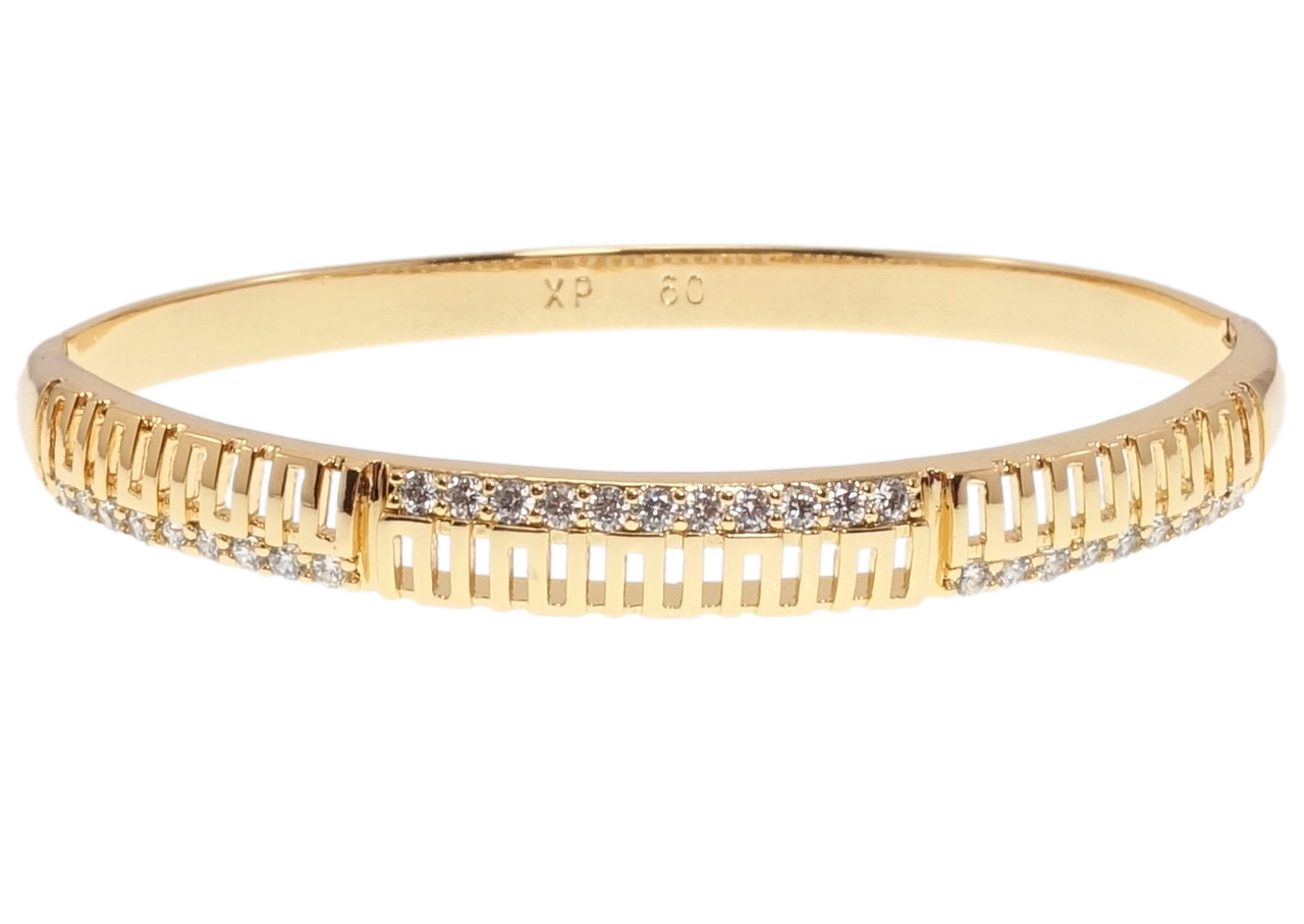 Браслет Xuping Позолота 18K "Різьблений орнамент із доріжками цирконію" ø 6см