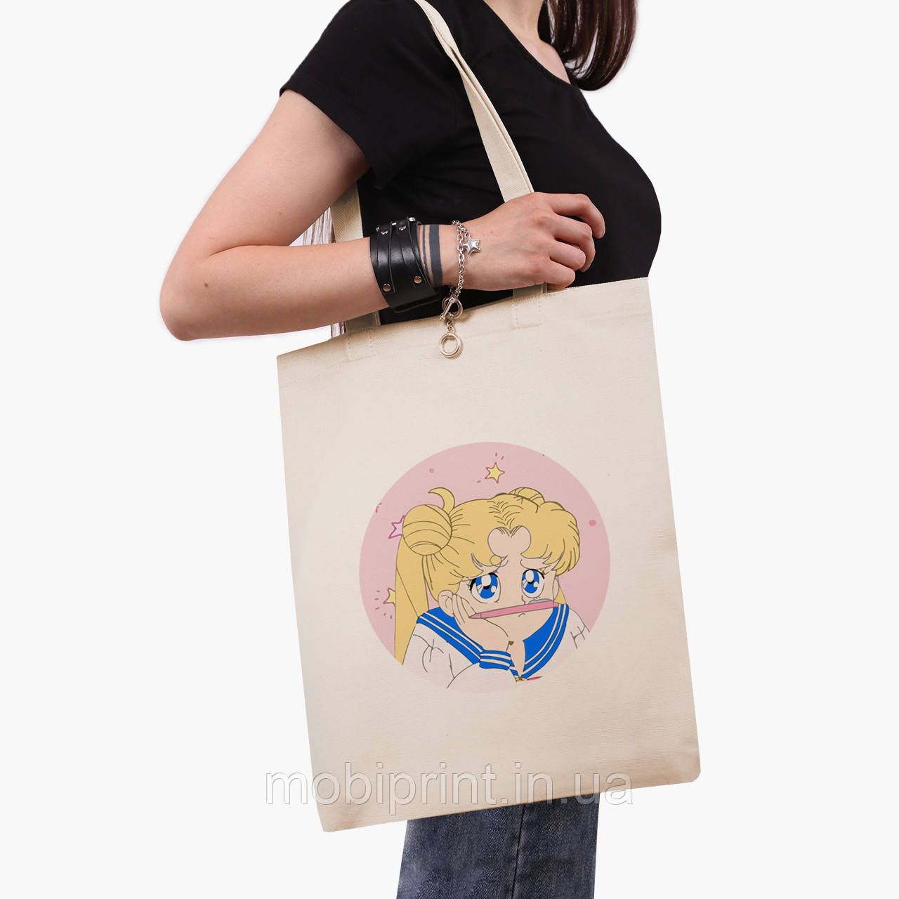 Еко сумка Сейлор Мун (Sailor Moon) (9227-2912-BG) бежева класік саржа