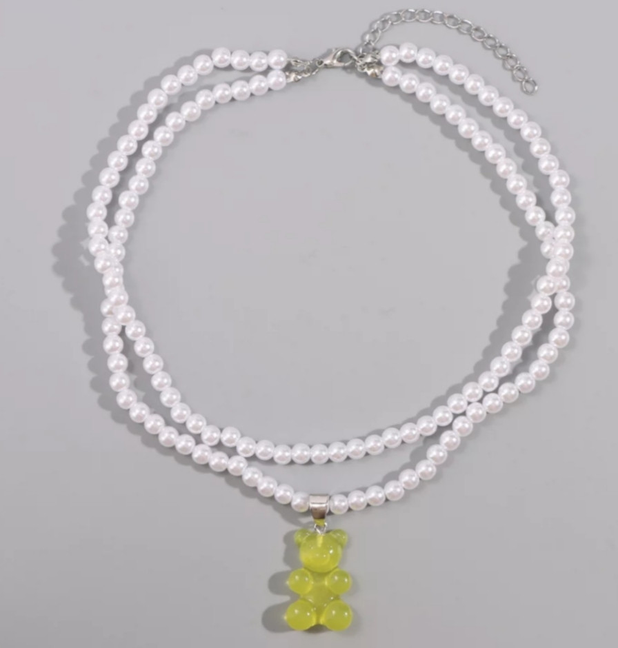 Намисто з мармеладних ведмедиком жовтим - довжина 37см, розмір ведмедики 3*2см, фото 1