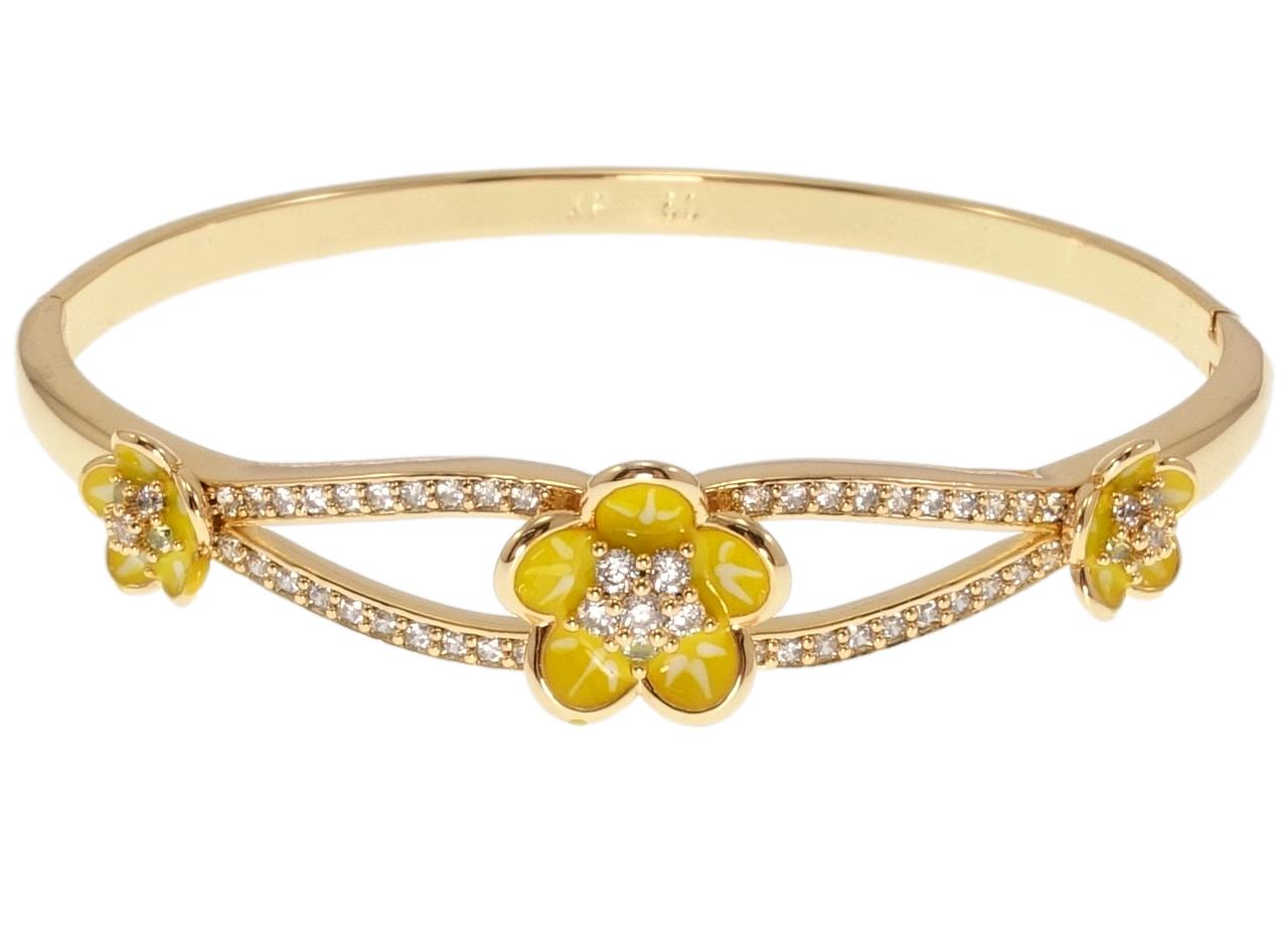 Браслет Xuping Позолота 18K "Квіточки з жовтою емаллю" ø 6см