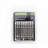 Біта 2-х стороння РН2-SL6*65мм хром, 10шт/уп APRO, фото 2