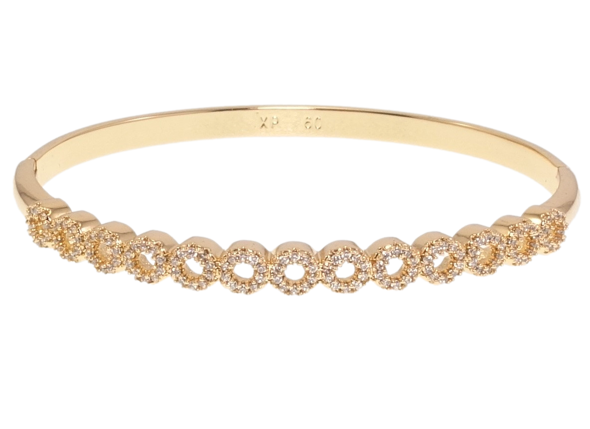 Браслет Xuping Позолота 18K "Доріжка колечок з цирконієм" ø 6см