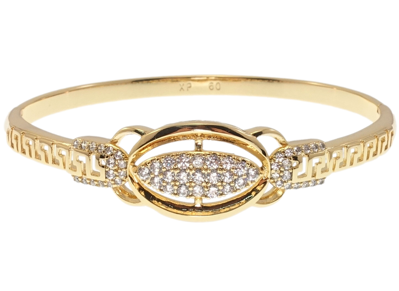 Браслет Xuping Позолота 18K "Меандровий орнамент із декоративною вставкою" ø 6см