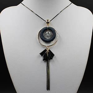 Підвіска на шию золотистого кольору з чорними кристалами, що переливається, з висувною довжиною 70 см