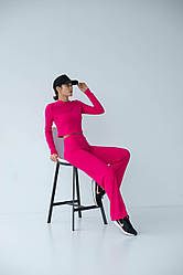 Костюм молодіжний спортивний весняний із трикотажної тканини у кольорі фуксія розміри 42,44,46