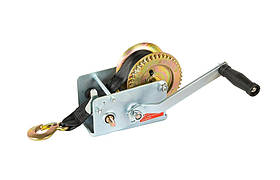 Барабанна лебідка MASTERTOOL 907 кг ремінь 8 м 86-8290