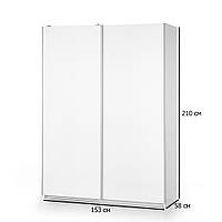 Белый глянцевый раздвижной шкаф-купе для одежды Halmar Lima S-1 153х58х210 см в спальню