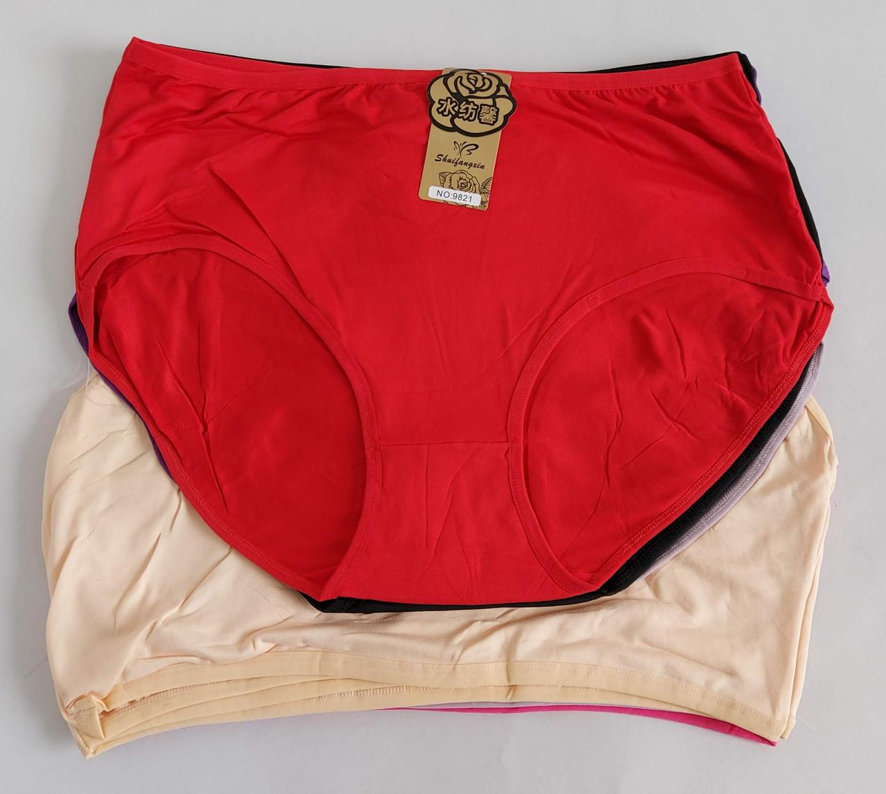 Жіночі однотонні труси великого розміру (10 шт), фото 1